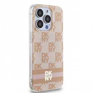 Dėklas DKNY IML Checkered Mono PatternPrinted Stripes MagSafeiPhone 13 Pro / 13 - Rožinis 3