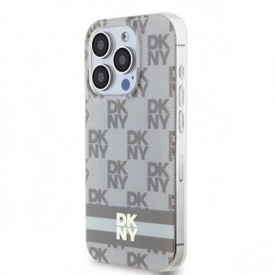 Dėklas DKNY IML Checkered Mono PatternPrinted Stripes MagSafeiPhone 13 Pro Max - Smėlinis 1