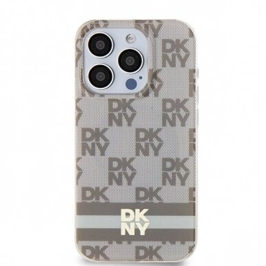 Dėklas DKNY IML Checkered Mono PatternPrinted Stripes MagSafeiPhone 13 Pro Max - Smėlinis 2