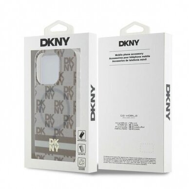 Dėklas DKNY IML Checkered Mono PatternPrinted Stripes MagSafeiPhone 13 Pro Max - Smėlinis 7