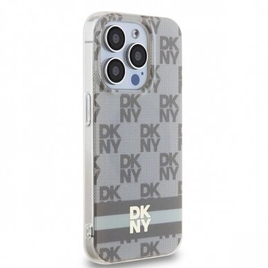 Dėklas DKNY IML Checkered Mono PatternPrinted Stripes MagSafeiPhone 14 Pro Max - Smėlinis 3