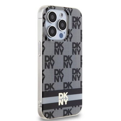 Dėklas DKNY IML Checkered Mono PatternPrinted Stripes MagSafeiPhone 15 Pro - Juodas 3