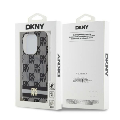 Dėklas DKNY IML Checkered Mono PatternPrinted Stripes MagSafeiPhone 15 Pro Max - Juodas 7