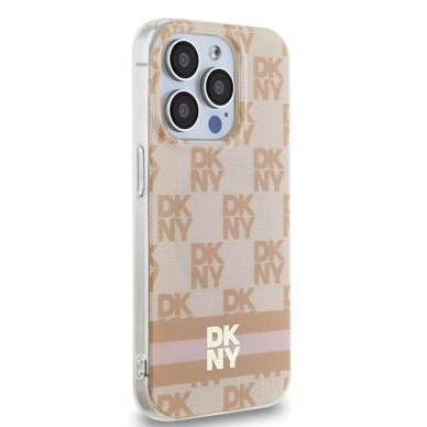 Dėklas DKNY IML Checkered Mono PatternPrinted Stripes MagSafeiPhone 15 Pro Max - Rožinis 3