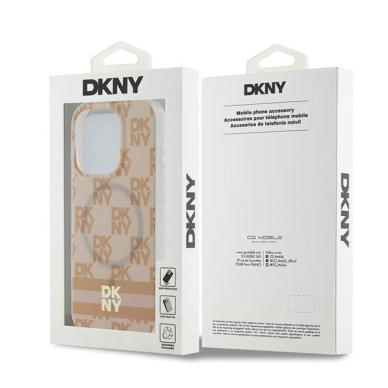 Dėklas DKNY IML Checkered Mono PatternPrinted Stripes MagSafeiPhone 15 Pro Max - Rožinis 7