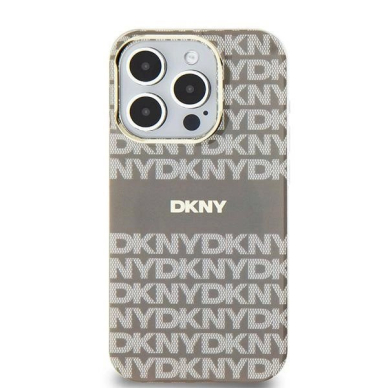 Dėklas DKNY IML MonoStripe MagSafeiPhone 15 / 14 / 13 - Smėlinis