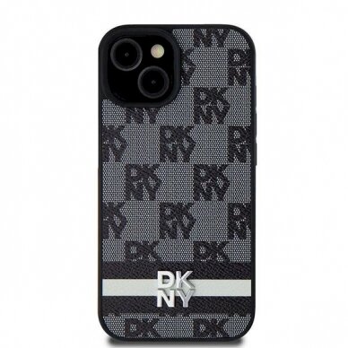 Dėklas DKNY Leather Checkered Mono PatternPrinted StripesSamsung Galaxy S24 - Juodas