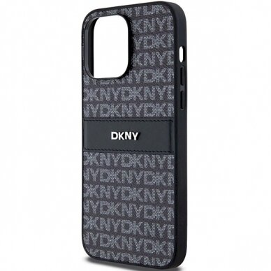 Dėklas DKNY Leather Mono StripeMetal LogoiPhone 14 Pro - Juodas 5