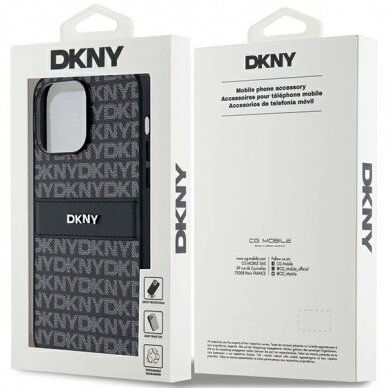 Dėklas DKNY Leather Mono StripeMetal LogoiPhone 14 Pro - Juodas 7