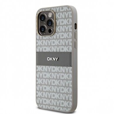 Dėklas DKNY Leather Mono StripeMetal LogoiPhone 14 Pro Max - Smėlinis 1