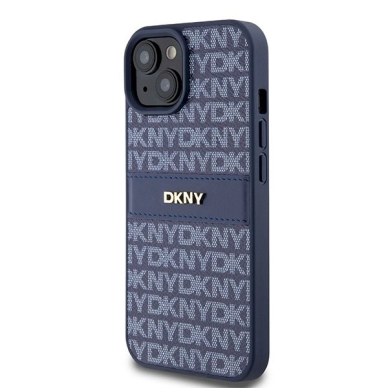 Dėklas DKNY Leather Mono StripeMetal LogoiPhone 15 / 14 / 13 - Mėlynas 1