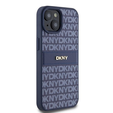 Dėklas DKNY Leather Mono StripeMetal LogoiPhone 15 / 14 / 13 - Mėlynas 3