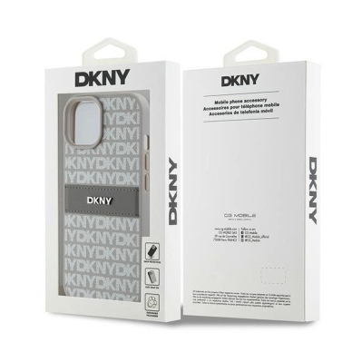 Dėklas DKNY Leather Mono StripeMetal LogoiPhone 15 / 14 / 13 - Smėlinis 7