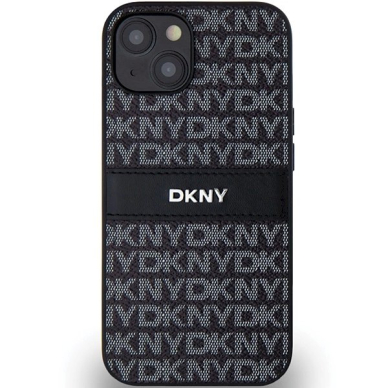 Dėklas DKNY Leather Mono StripeMetal LogoiPhone 15 Plus / 14 Plus - Juodas 2