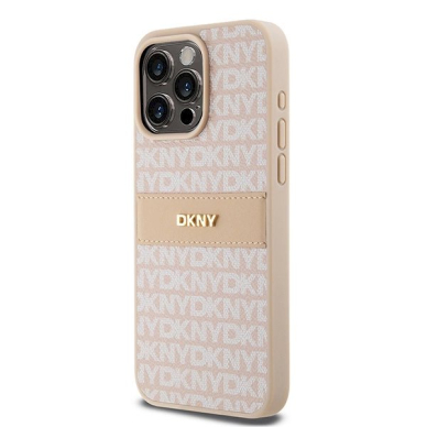 Dėklas DKNY Leather Mono StripeMetal LogoiPhone 15 Pro Max - Rožinis 1