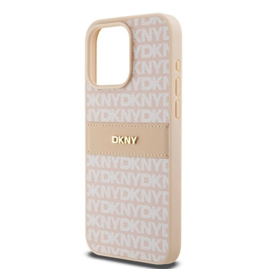 Dėklas DKNY Leather Mono StripeMetal LogoiPhone 15 Pro Max - Rožinis 5