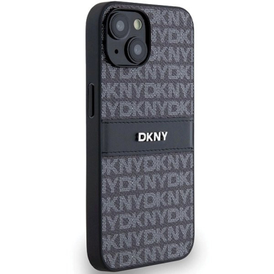 Dėklas DKNY Leather Mono StripeMetal LogoiPhone 15/14/13 - Juodas 3