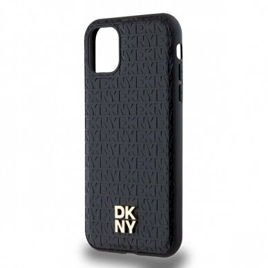 Dėklas DKNY Leather Monogram Pattern Metal Logo MagSafeiPhone 11 / Xr - Juodas 5