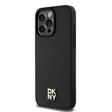 Dėklas DKNY Leather Monogram Pattern Metal Logo MagSafeiPhone 15 Pro Max - Juodas 1