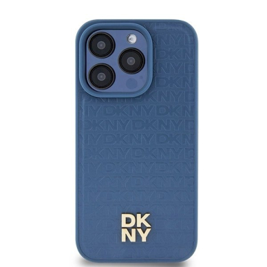 Dėklas DKNY Leather Monogram Pattern Metal Logo MagSafeiPhone 15 Pro - Mėlynas 2