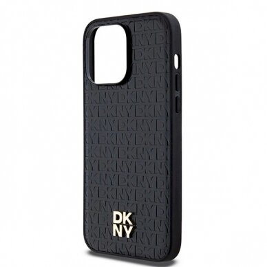 Dėklas DKNY Leather Pattern Metal Logo MagSafeiPhone 13 Pro / 13 - Juodas 5