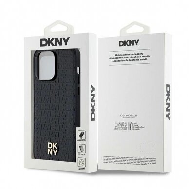 Dėklas DKNY Leather Pattern Metal Logo MagSafeiPhone 13 Pro / 13 - Juodas 7