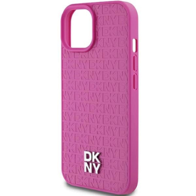 Dėklas DKNY Leather Pattern Metal Logo MagSafeiPhone 15 / 14 / 13 - Rožinis 5