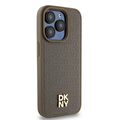 Dėklas DKNY Leather Pattern Metal Logo MagSafeiPhone 15 Pro Max - Rudas 3