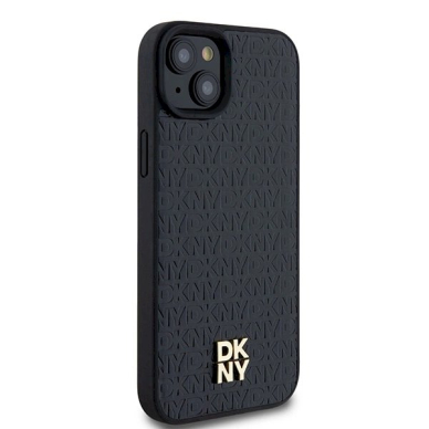 Dėklas DKNY Leather Pattern Metal Logo MagSafeiPhone 15/14/13 - Juodas 3