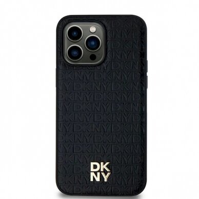 Dėklas DKNY Leather Pattern Metal Logo MagSafeSamsung Galaxy S24 - Juodas