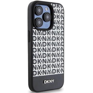 Dėklas DKNY Leather Printed Pattern Metal Logo MagSafeiPhone 15 Pro - Juodas 3