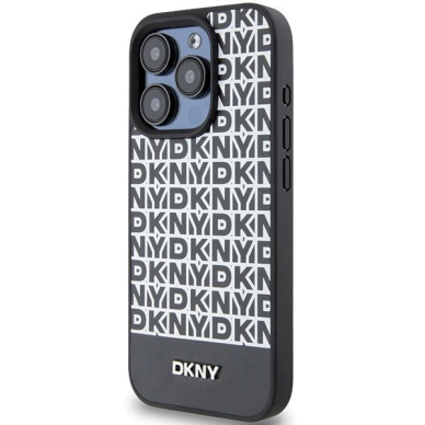 Dėklas DKNY Leather Printed Pattern Metal Logo MagSafeiPhone 15 Pro Max - Juodas 1