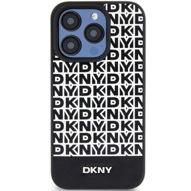 Dėklas DKNY Leather Printed Pattern Metal Logo MagSafeiPhone 15 Pro Max - Juodas 2