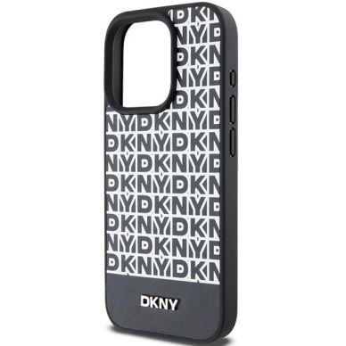 Dėklas DKNY Leather Printed Pattern Metal Logo MagSafeiPhone 15 Pro Max - Juodas 5