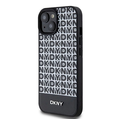 Dėklas DKNY Leather Printed Pattern Metal Logo MagSafeiPhone 15/14/13 - Juodas 1