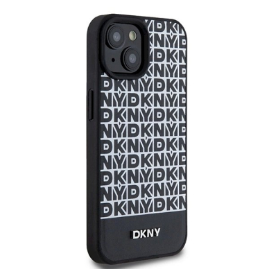 Dėklas DKNY Leather Printed Pattern Metal Logo MagSafeiPhone 15/14/13 - Juodas 3