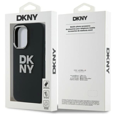 Dėklas DKNY Liquid Silicone Metal Logo iPhone 16  - Juodas 5