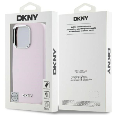 Dėklas DKNY Liquid Silicone Small Metal Logo MagSafe iPhone 16 Pro Max  - Rožinis 7