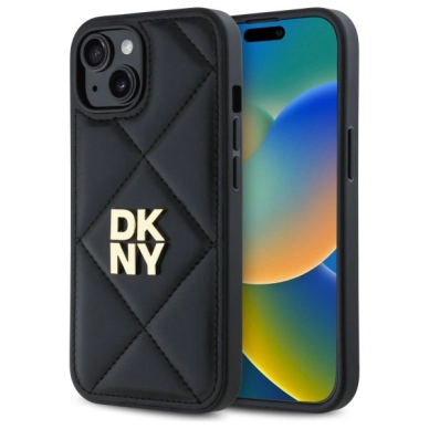 Dėklas DKNY Quilted Stack Logo iPhone 14  - Juodas