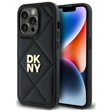 Dėklas DKNY Quilted Stack Logo iPhone 14 Pro  - Juodas