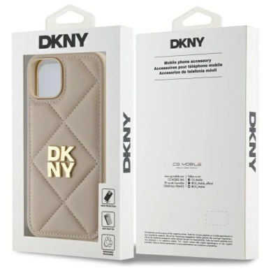 Dėklas DKNY Quilted Stack Logo iPhone 14  - Smėlinis 7