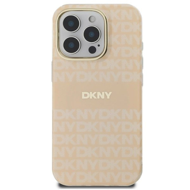 Dėklas DKNY Repeat Texture Pattern  Stripe MagSafe iPhone 16 Pro  - Rožinis 2