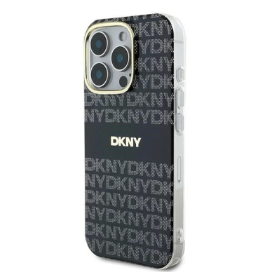 Dėklas DKNY Repeat Texture Pattern With Stripe  iPhone 16 Pro - Juodas 1