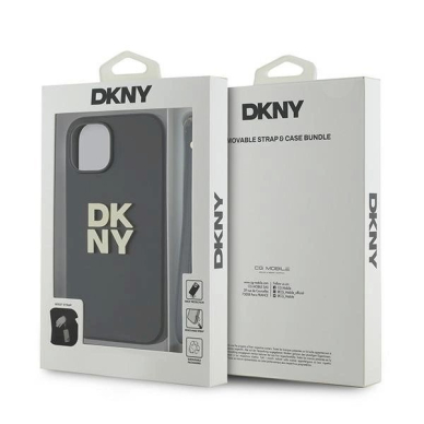 Dėklas DKNY Wrist Strap Stock Logo  iPhone 14 / 15 / 13 - Juodas 6