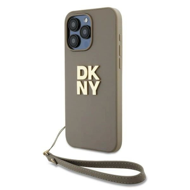 Dėklas DKNY Wrist Strap Stock Logo  iPhone 15 Pro Max - Smėlinis