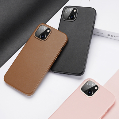 Dėklas Dux Ducis Grit Leather Case for iPhone 14 Plus (MagSafe Compatible) Juodas 5