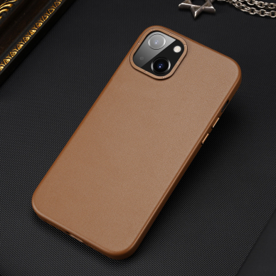 Dėklas Dux Ducis Grit Leather Case for iPhone 14 Plus Rudas 12