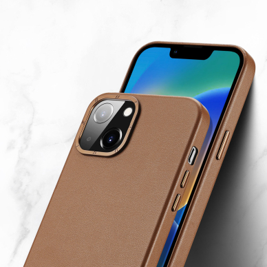 Dėklas Dux Ducis Grit Leather Case for iPhone 14 Plus Rudas 8