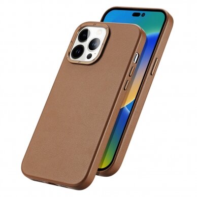 Dėklas Dux Ducis Grit Leather Case for iPhone 14 Pro Max Rudas 1