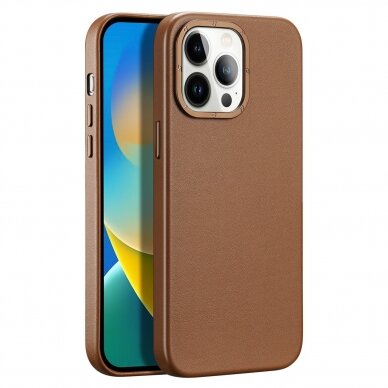 Dėklas Dux Ducis Grit Leather Case for iPhone 14 Pro Max Rudas 11